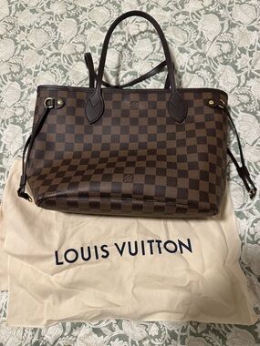 Louis Vuitton Brown Damier Ebene Tote Bag with Dark Brown Trim